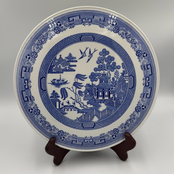 Vintage Spode Blue Willow Cake Plate Footed Blue Room Collection - Picture 1 of 5